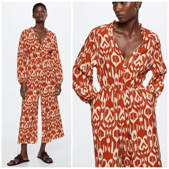 Mango Flowy Printed Jumpsuit New - Picture 1 of 8
